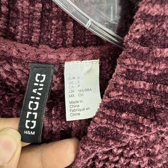 H&M Divided Women Chunky Knit Pullover Sweater Small Burgundy - Picture 6 of 16